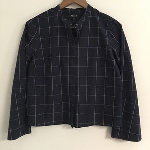 Madewell Women’s Navy Plaid Button Down L/S Blouse